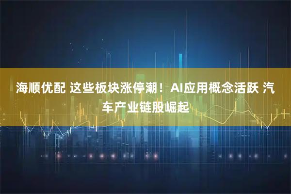 海顺优配 这些板块涨停潮！AI应用概念活跃 汽车产业链股崛起