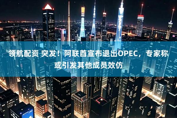领航配资 突发！阿联酋宣布退出OPEC，专家称或引发其他成员效仿